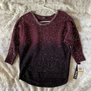 XOXO Purple Glitter Sparkly Sweater New Year’s Eve NYE new nwt size small s